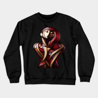 Modern Lady in Red Crewneck Sweatshirt